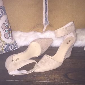 A.N.A Tan Suede wedges